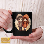 Chibi Warm Couple With Yours Names Beverage Mug
