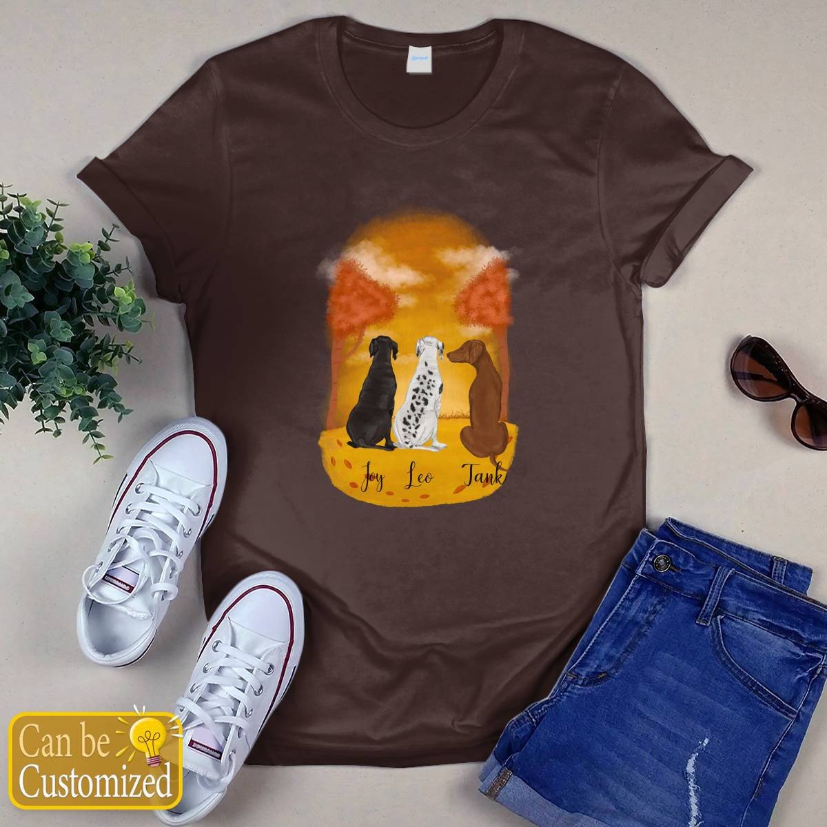 Personalize For 3 Dogs T-shirt