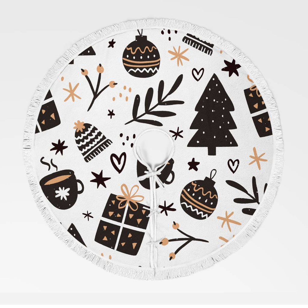 Christmas Pattern Tree Skirt Black&White