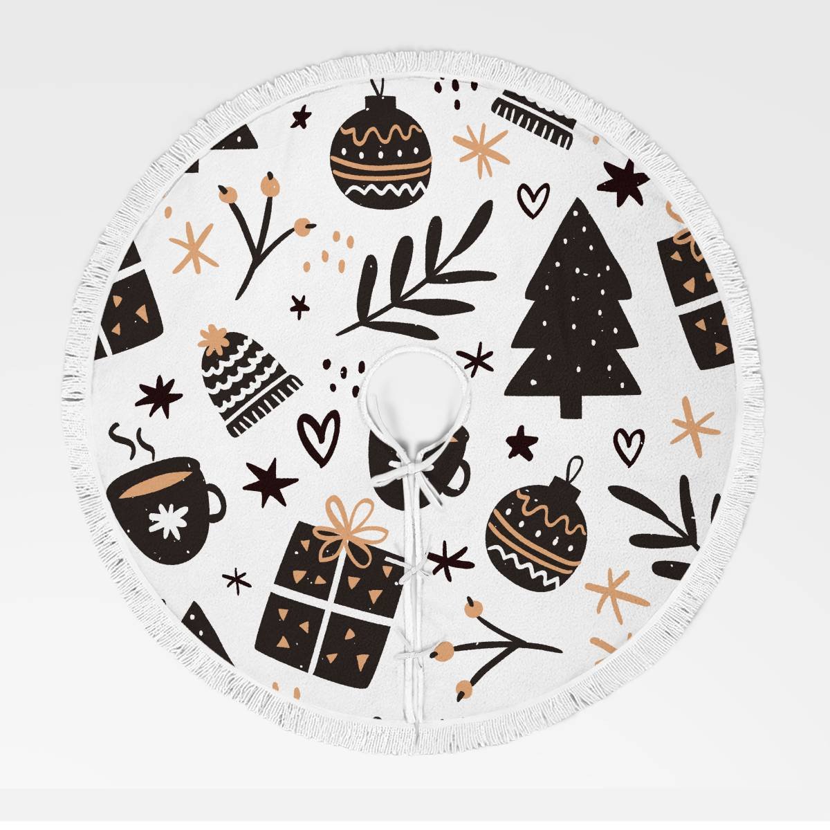 Christmas Pattern Tree Skirt Black&White
