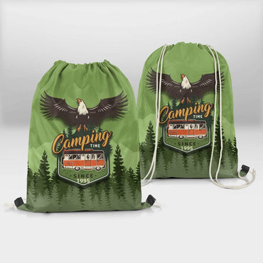 Camping Time Drawstring Bag
