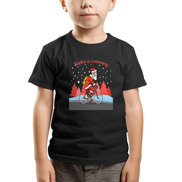 Santa Is Comming - Bicycle Kids T-shirt