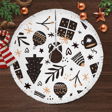 Christmas Pattern Tree Skirt Black&White