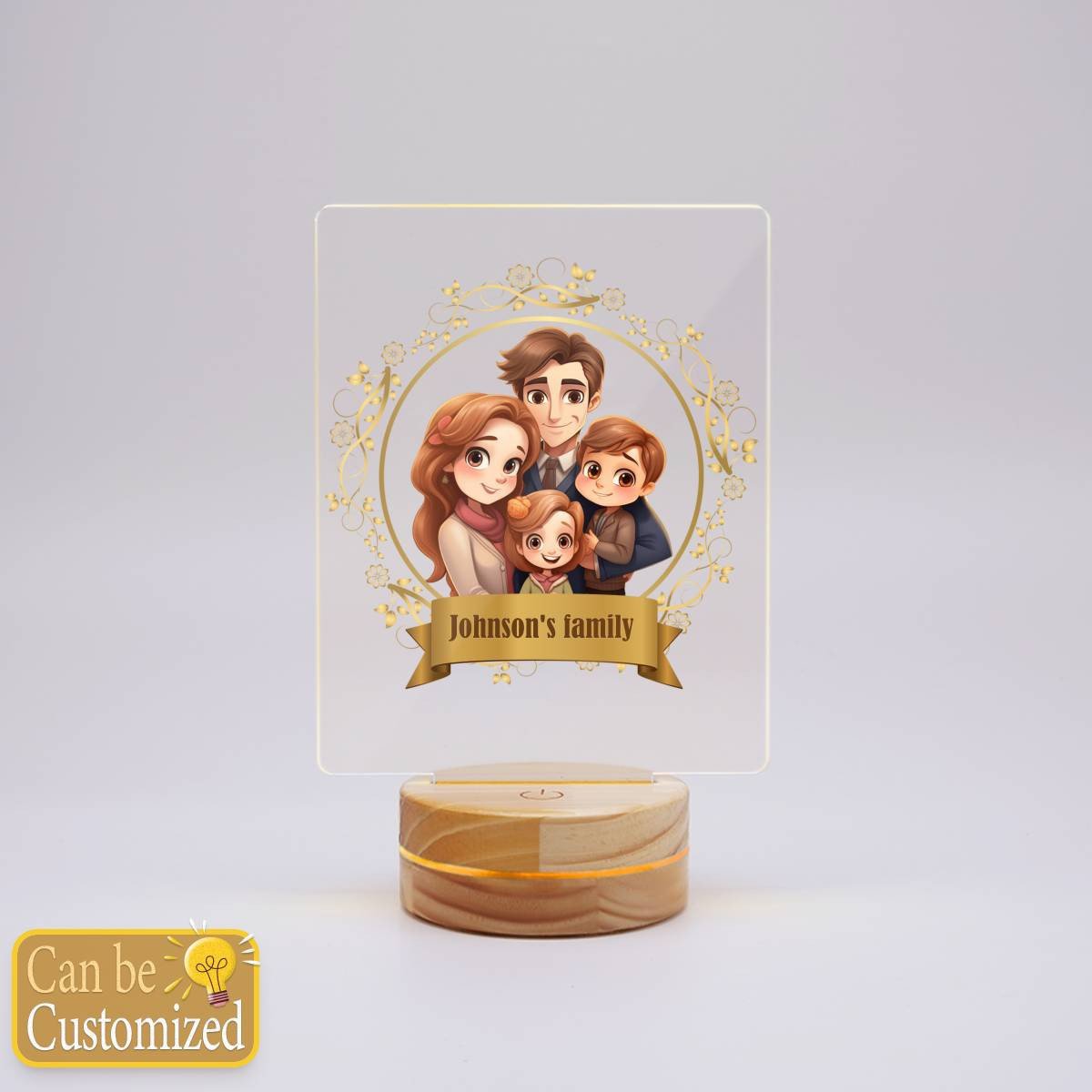 Cute Family with Family's Name Led Lamp