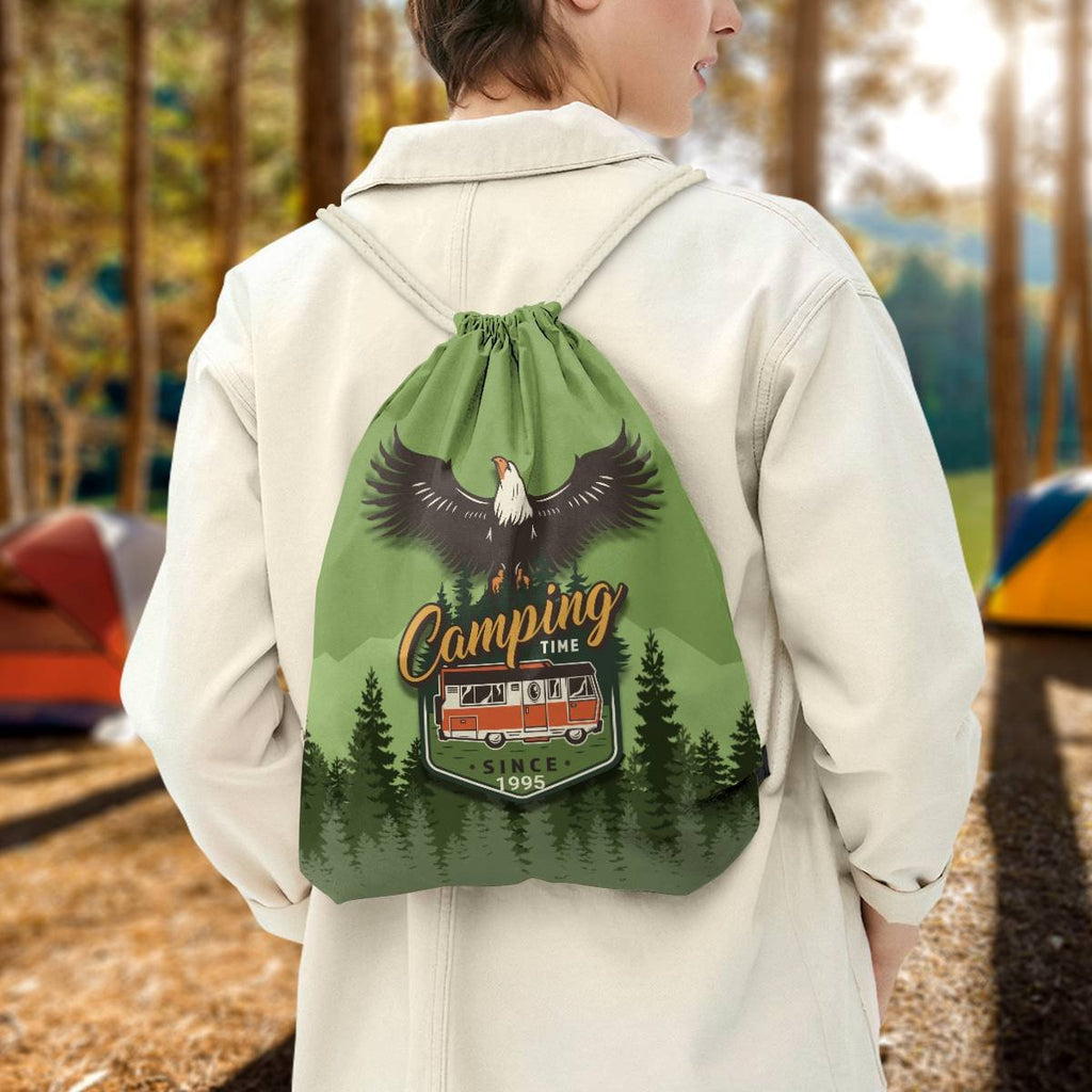 Camping Time Drawstring Bag