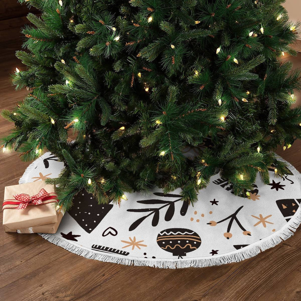 Christmas Pattern Tree Skirt Black&White