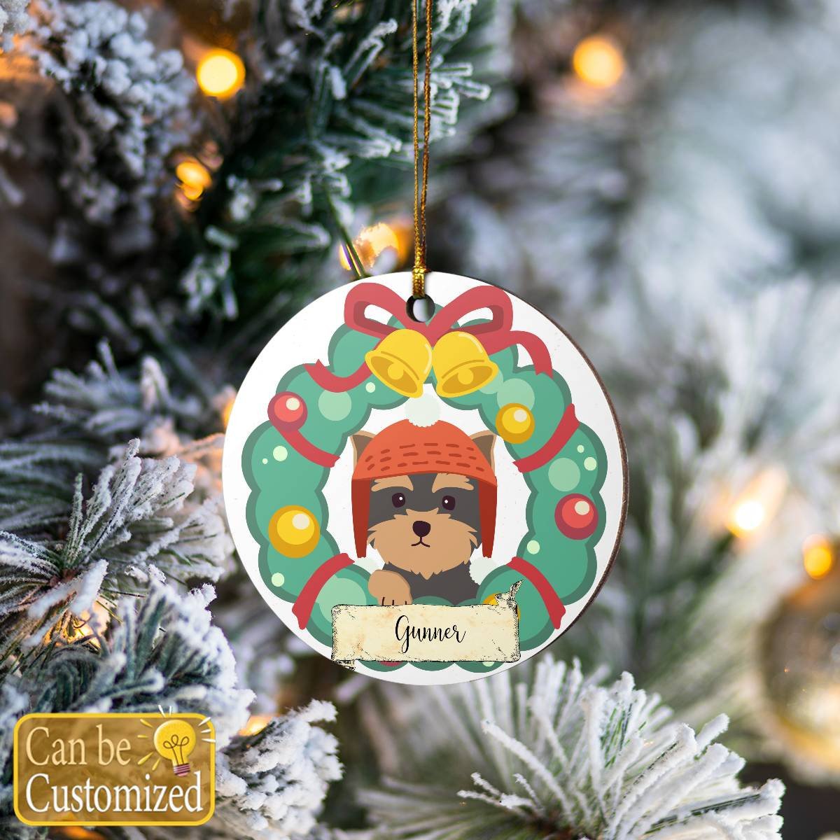 Personalize Name Pet - Pet With Laurel Wreath Ornament