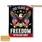 Custom Family Name 250 Years America Freedom With Eagles Garden Flag