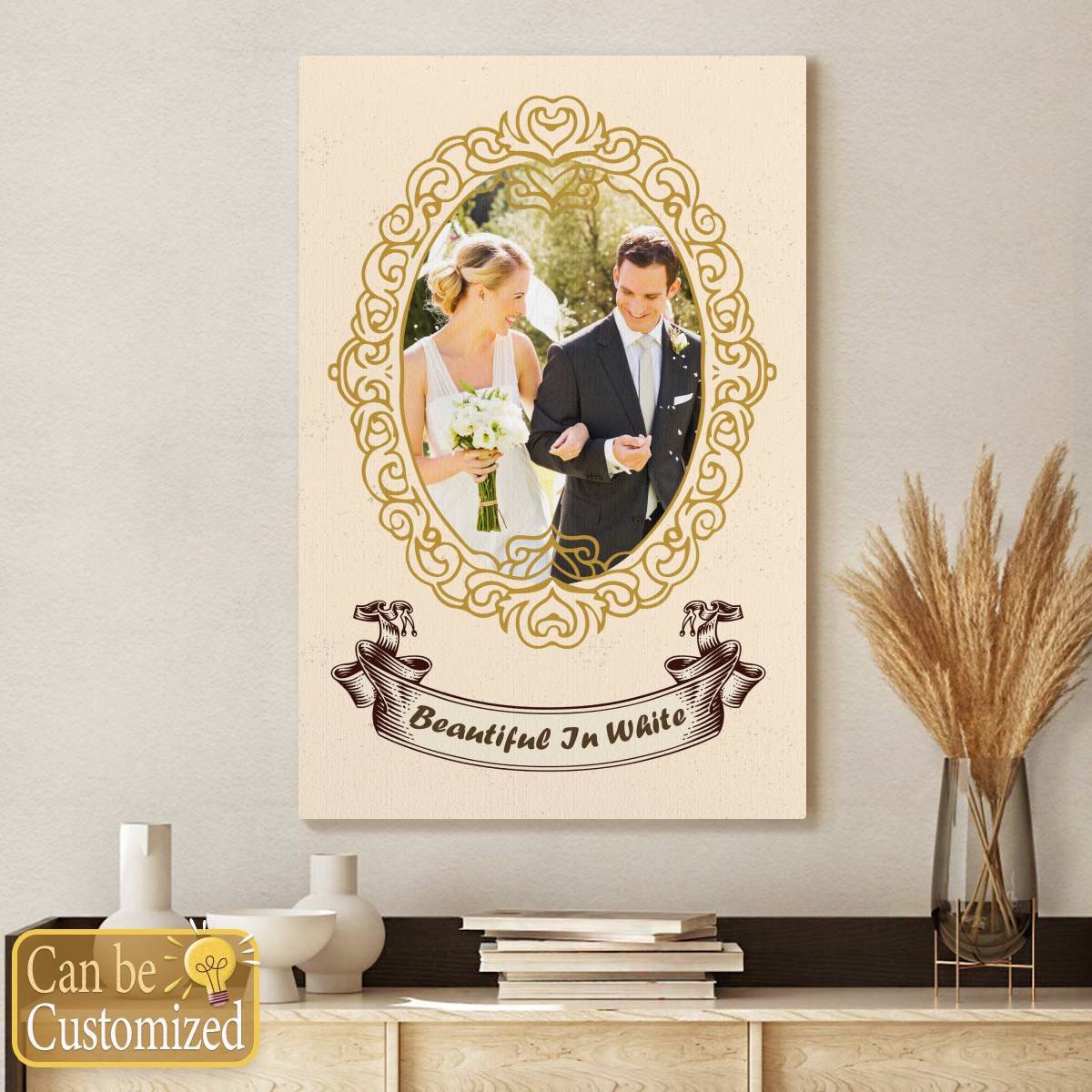 Beautiful in White with Your Photo Portrait Canvas