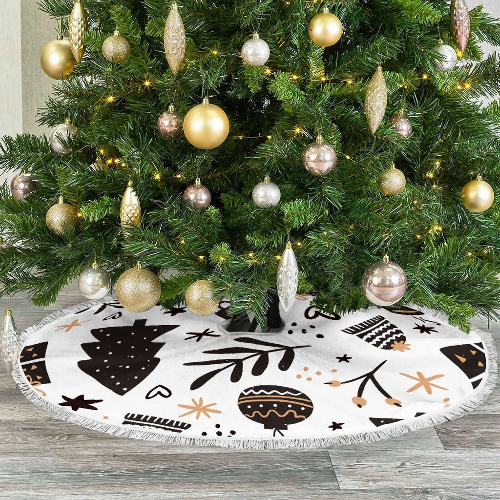Christmas Pattern Tree Skirt Black&White