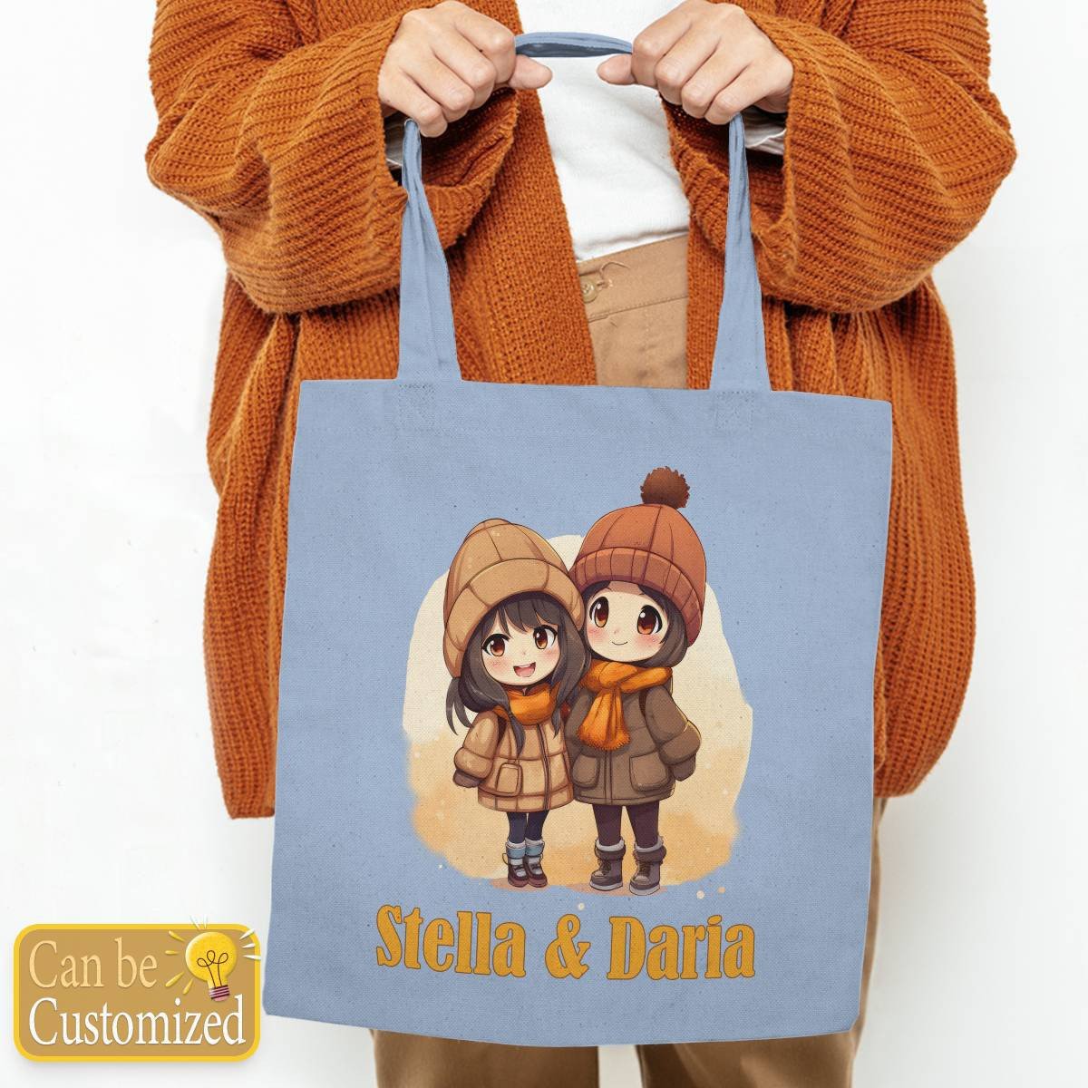 Chibi Close Female Friends with Names Tote Bag