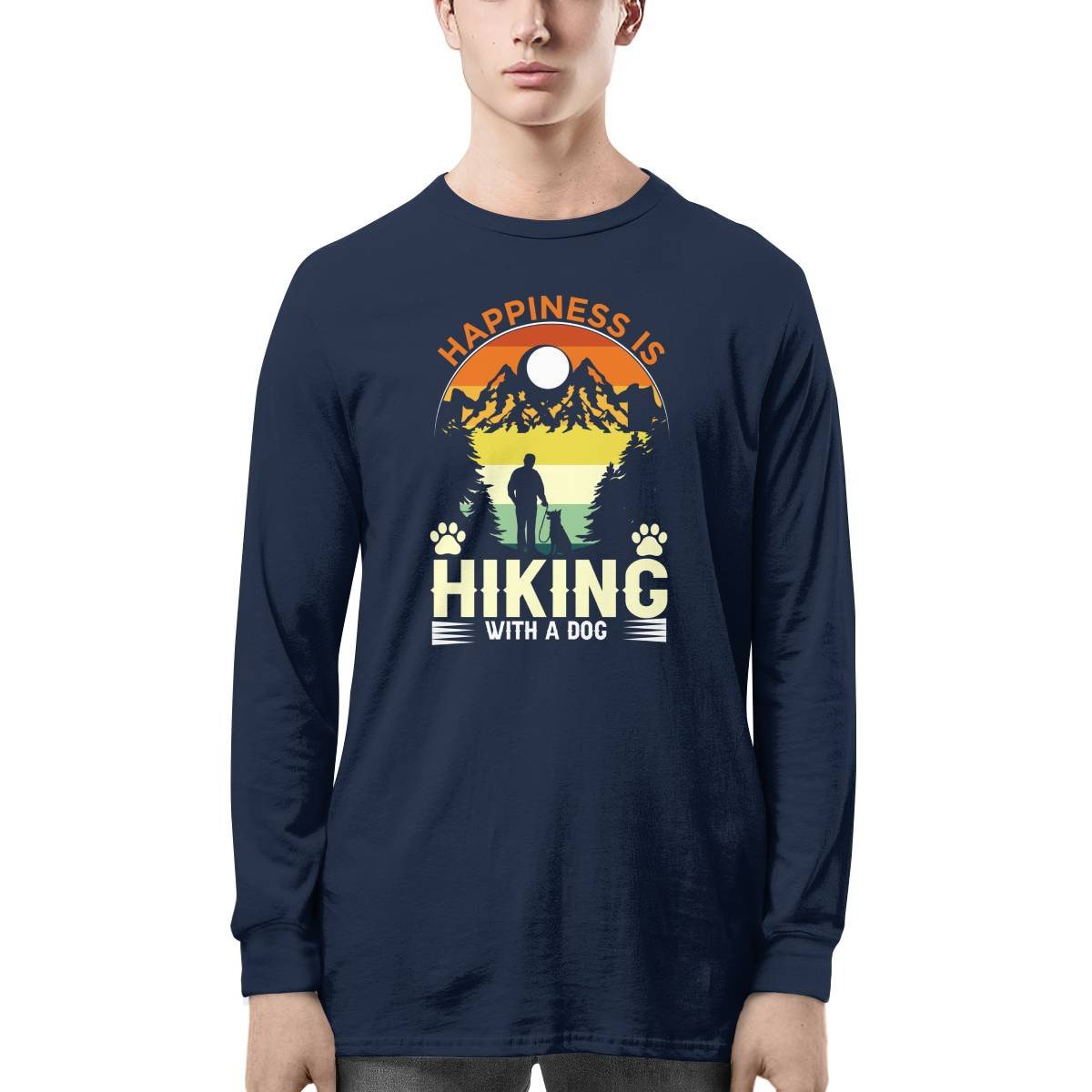 HappinessIs Hiking With A Dog Long Sleeve Tee