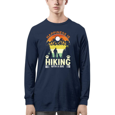 HappinessIs Hiking With A Dog Long Sleeve Tee