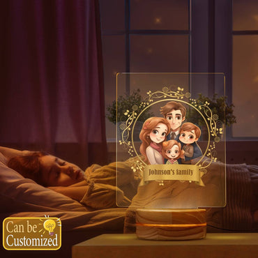 Cute Family with Family's Name Led Lamp