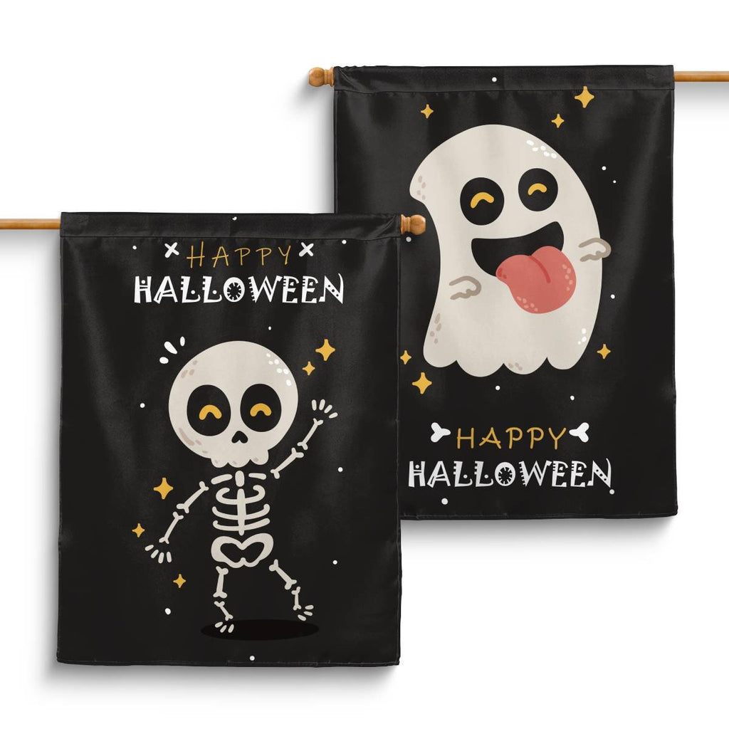 Happy Halloween Ghost Skull House Flag