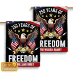 Custom Family Name 250 Years America Freedom With Eagles Garden Flag