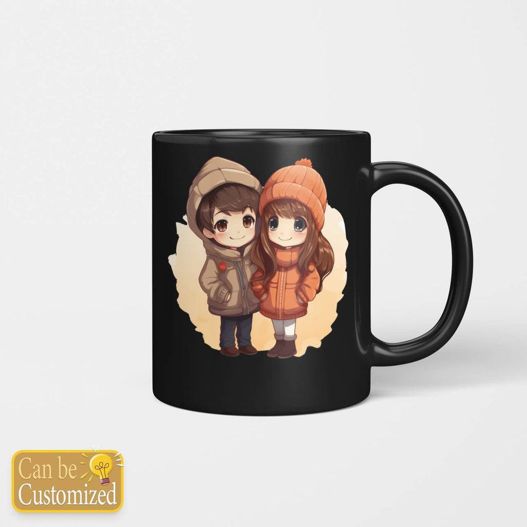 Chibi Warm Couple With Yours Names Beverage Mug